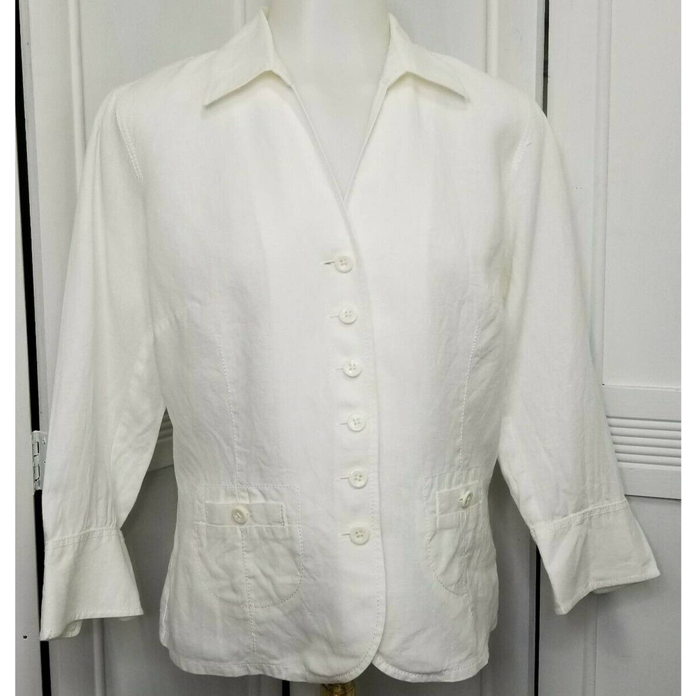 Talbots Irish Linen Blazer Buttons Casual Shirt